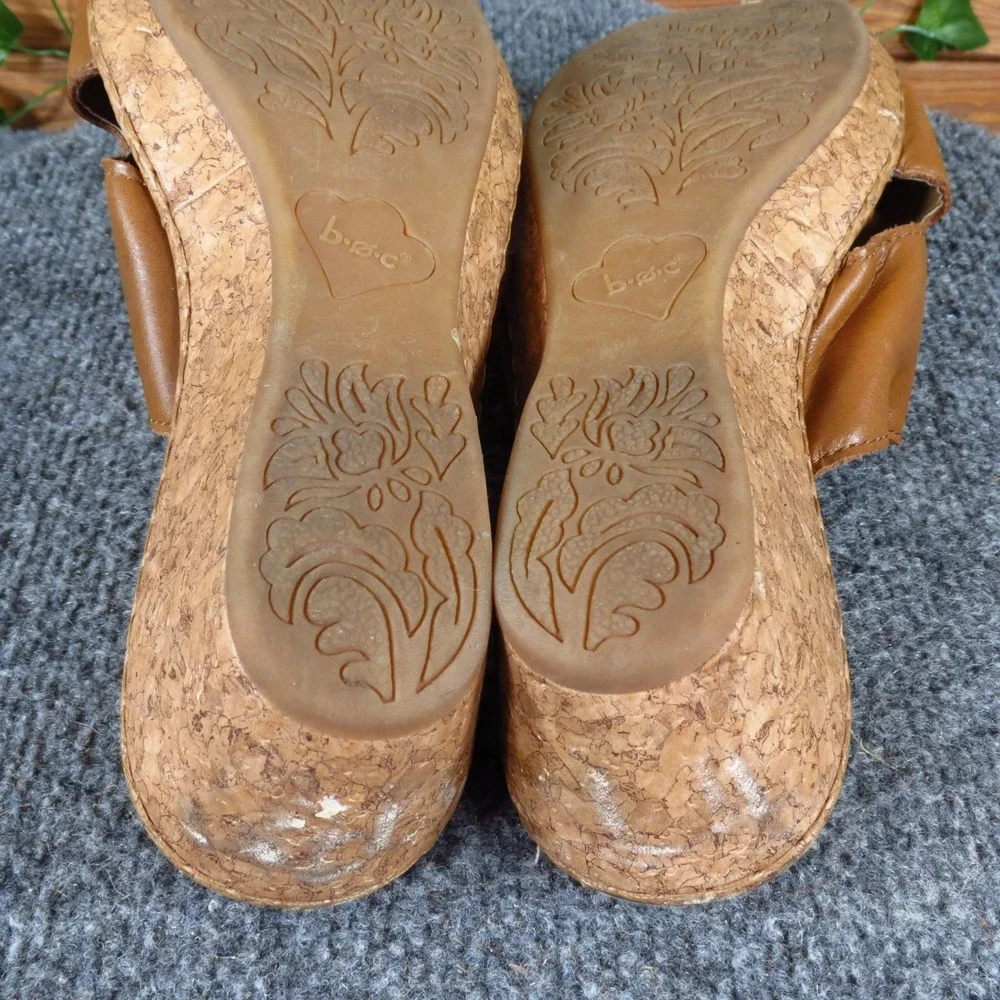 B.O.C. C64716 Women Shoe Wedge Sandal Size 9 Casual Comfort‎ Tan Brown Leather